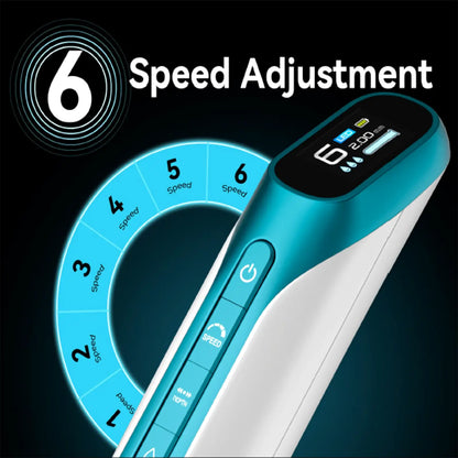 Dr. Pen H6 with digital display and speed adjustment dial on a dark background